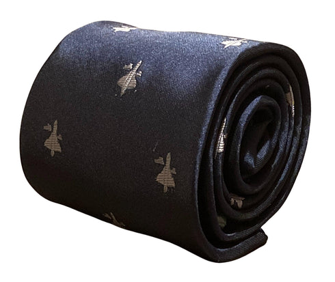 navy tie with Concorde airplane aeroplane embroidered design